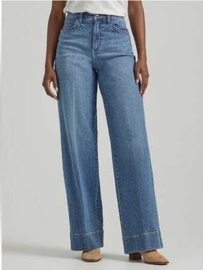 Lee Legendary Trouser Jean High Rise Wide Leg 14 Medium Baggy Boho Retro Denim